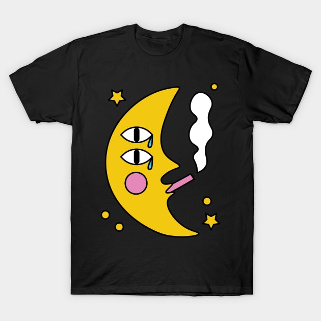 SMOKING MOON T-Shirt by Sobchishin